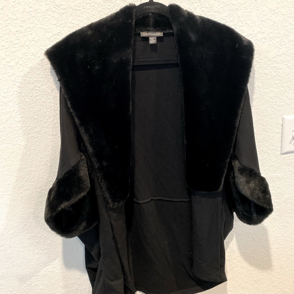 Saks Fifth fur detail overcoat